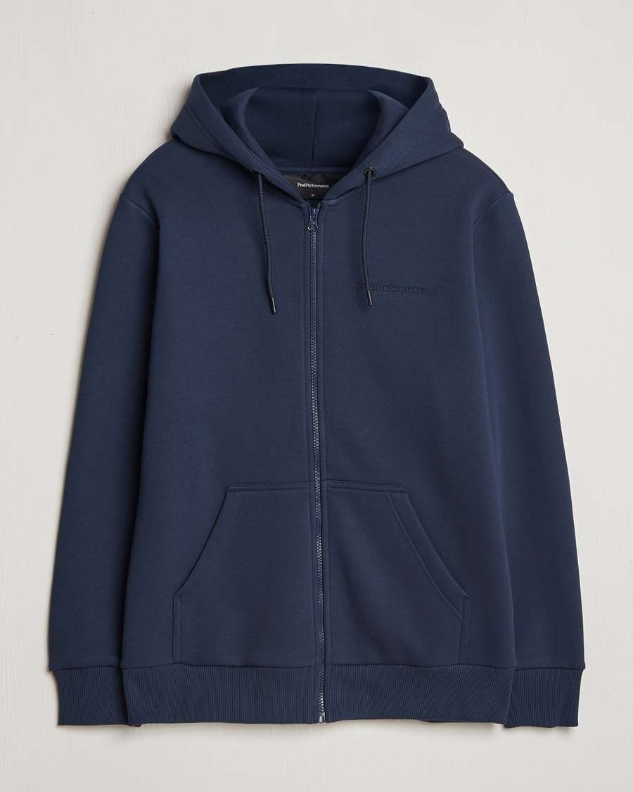 Men | Sweaters & Knitwear | Peak Performance | Original Full Zip Hoodie Blue Shadow