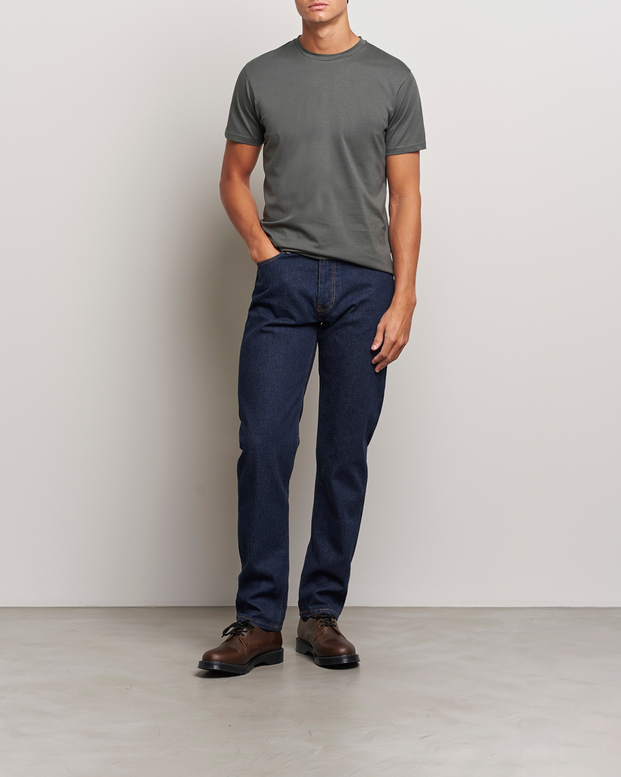 Men | T-Shirts | Sunspel | Riviera Midweight T-Shirt Drill Green