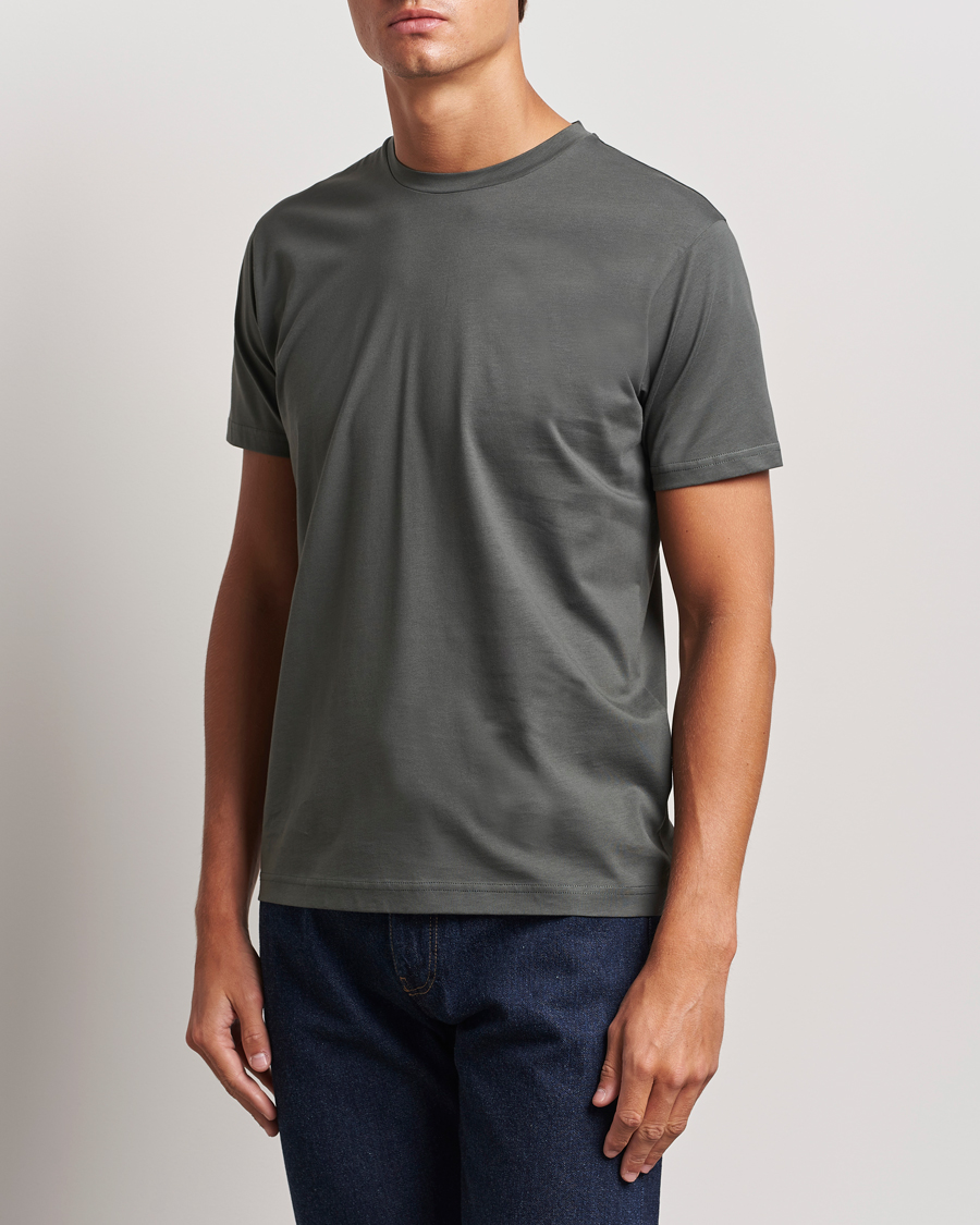 Men | T-Shirts | Sunspel | Riviera Midweight T-Shirt Drill Green