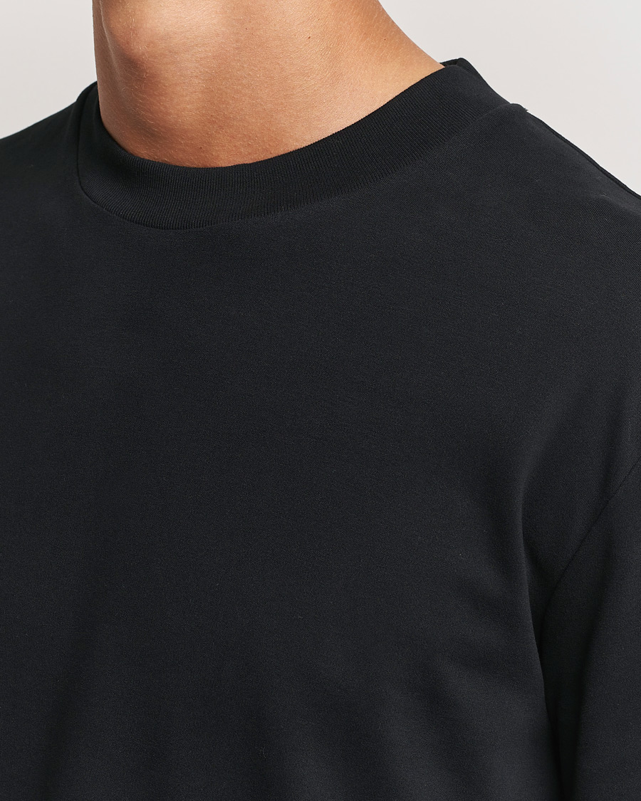 Men | T-Shirts | Sunspel | Heavy Weight Supima Cotton Long Sleeve T-Shirt Black