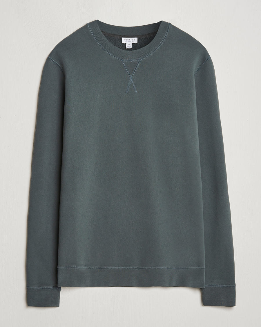Men | Sweaters & Knitwear | Sunspel | Loopback Sweatshirt Drill Green