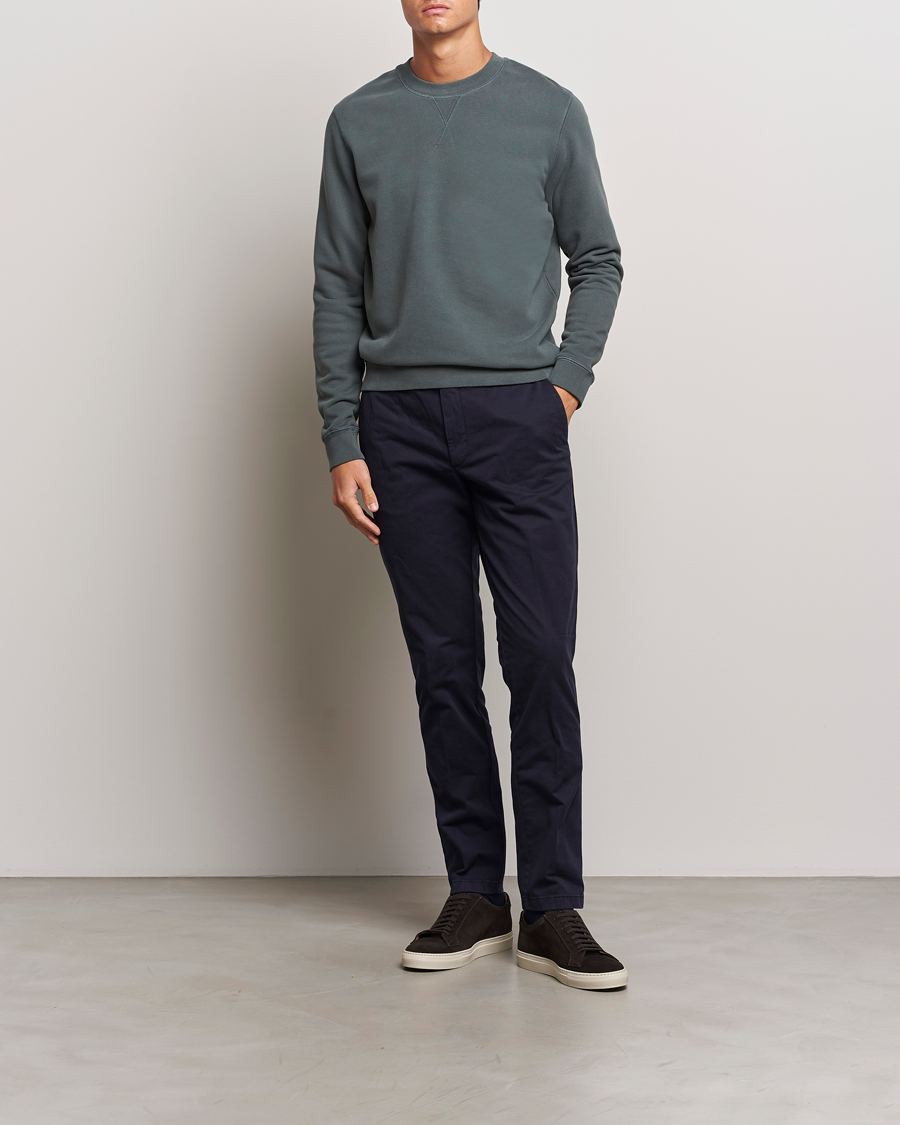 Men | Sweaters & Knitwear | Sunspel | Loopback Sweatshirt Drill Green
