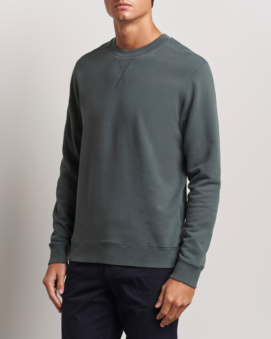 Men | Sweaters & Knitwear | Sunspel | Loopback Sweatshirt Drill Green