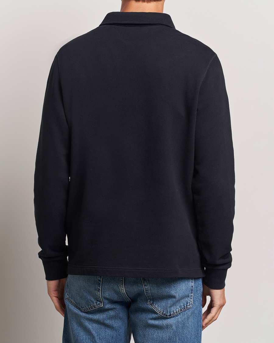 Men | Sweaters & Knitwear | Sunspel | Zip Loopback Sweatshirt Polo Black