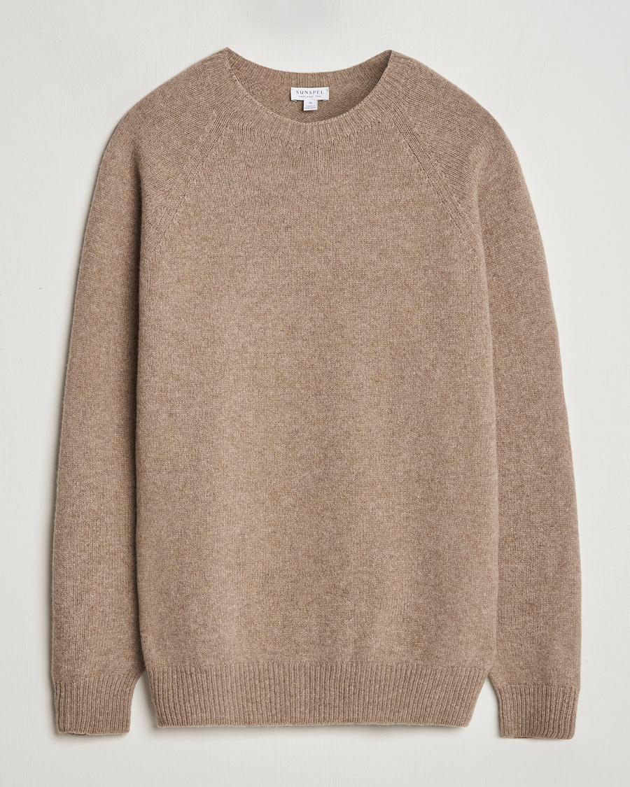 Men | Sweaters & Knitwear | Sunspel | Lambswool Crewneck Sandstone