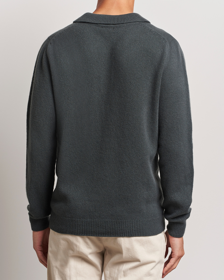 Men | Sweaters & Knitwear | Sunspel | Lambswool Poloshirt Drill Green