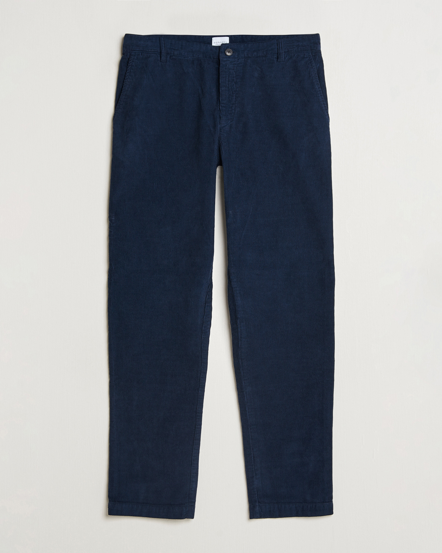 Men | Trousers | Sunspel | Corduroy Chore Trousers Navy