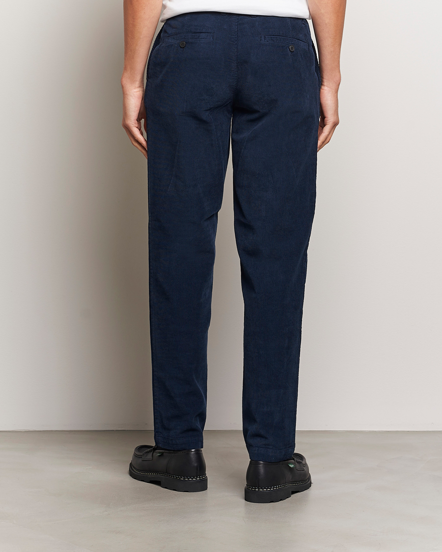 Men | Trousers | Sunspel | Corduroy Chore Trousers Navy