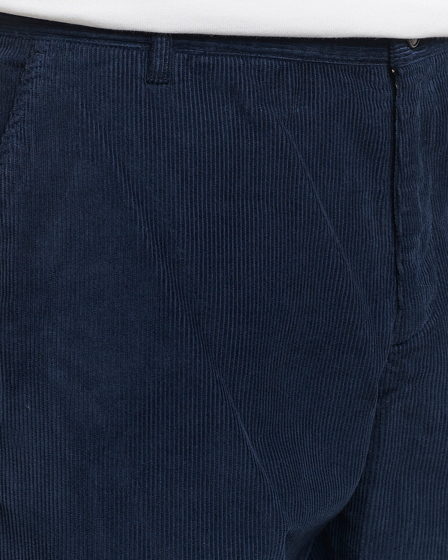 Men | Trousers | Sunspel | Corduroy Chore Trousers Navy