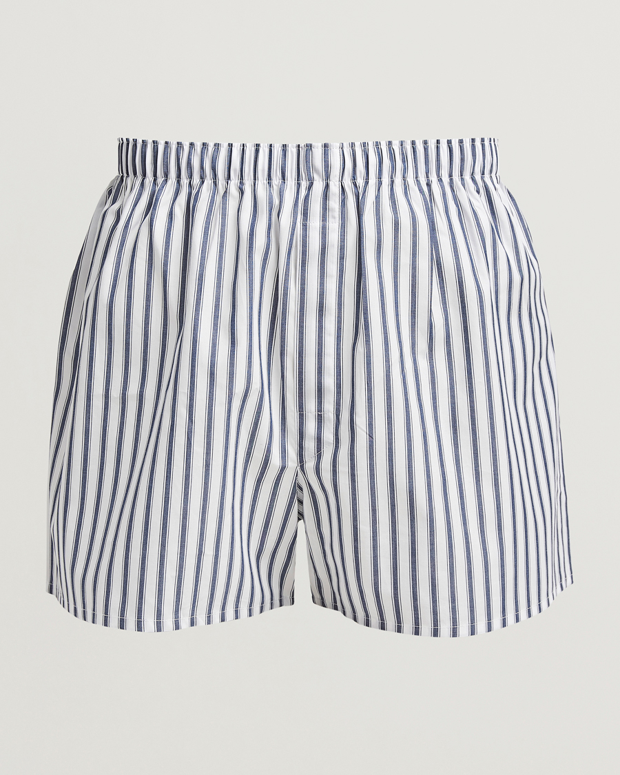 Men | Underwear & Socks | Sunspel | Cotton Stripe Boxer Broken Bar Stripe