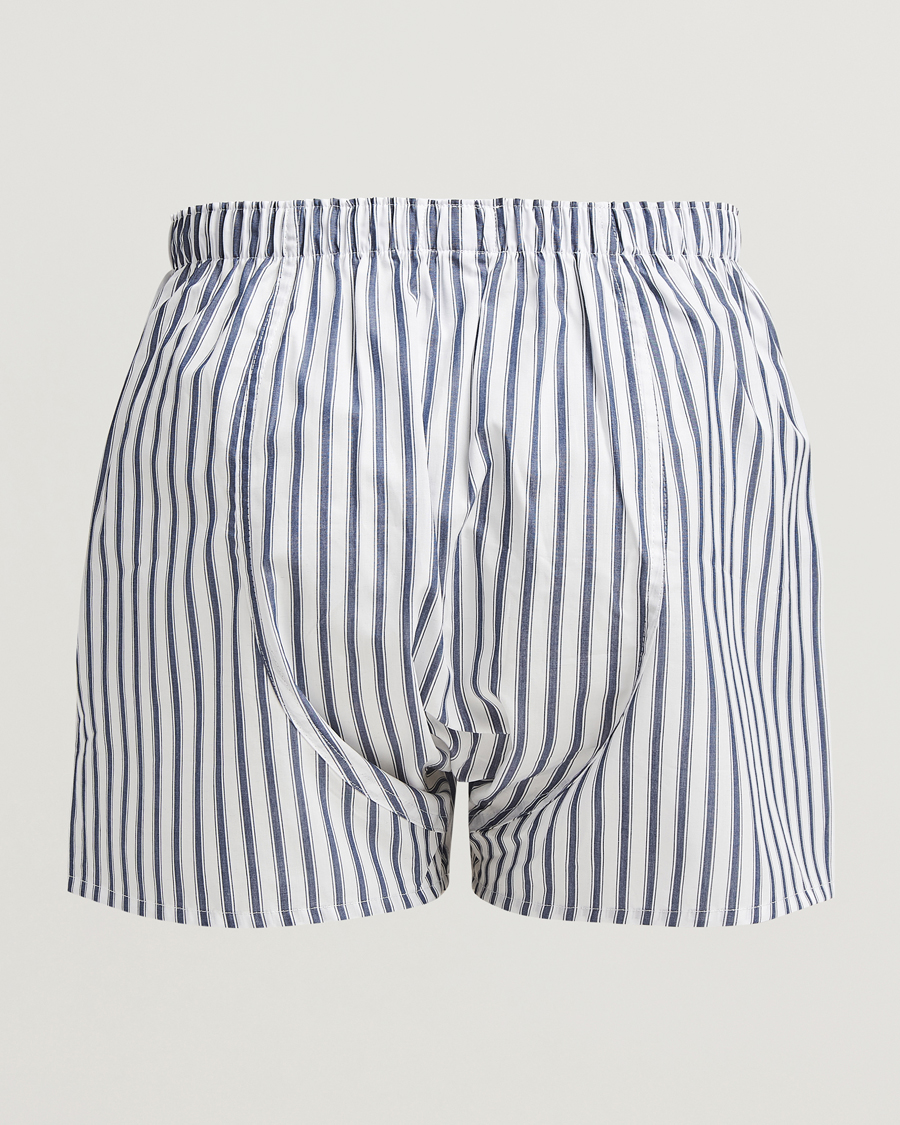 Men | Underwear & Socks | Sunspel | Cotton Stripe Boxer Broken Bar Stripe