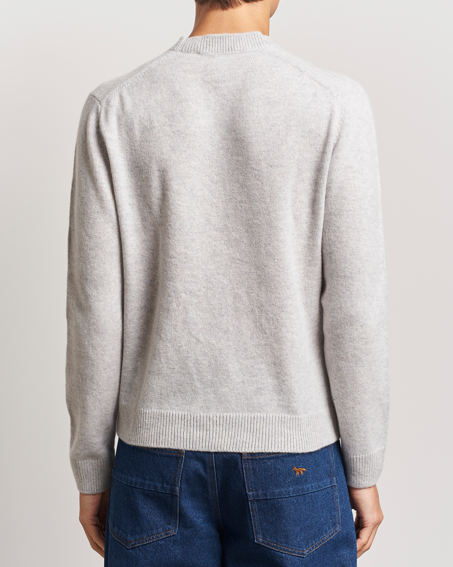 Men | Sweaters & Knitwear | Maison Kitsuné | Bold Fox Lambswool Crew Neck Light Grey Melange