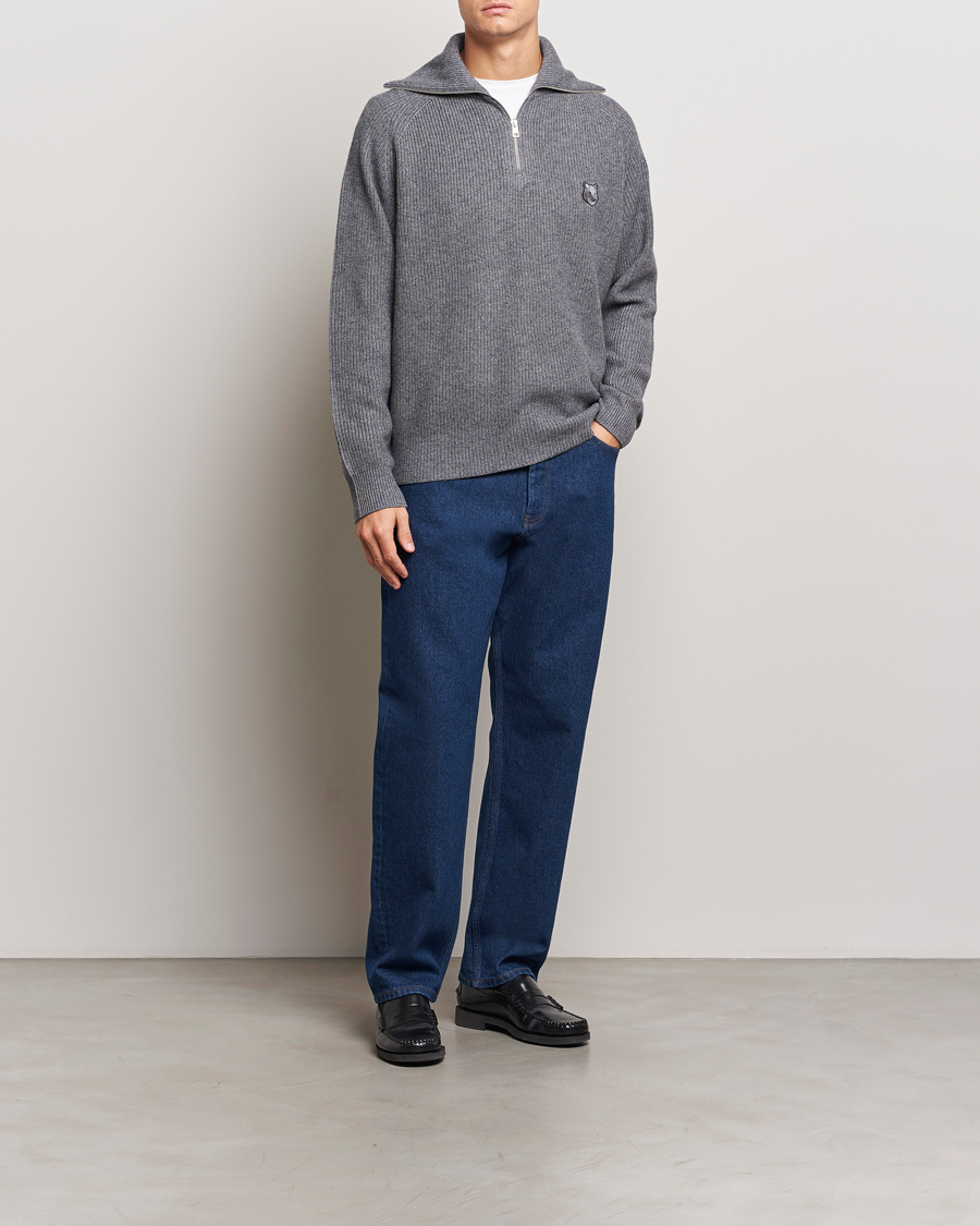 Men | Jeans | Maison Kitsuné | Straight Fit Jeans Stone Washed Indigo