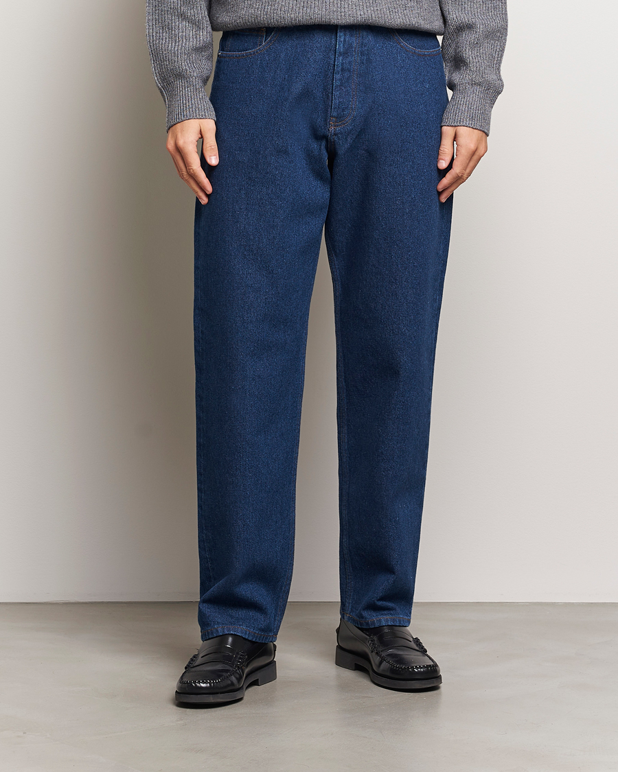 Men | Jeans | Maison Kitsuné | Straight Fit Jeans Stone Washed Indigo