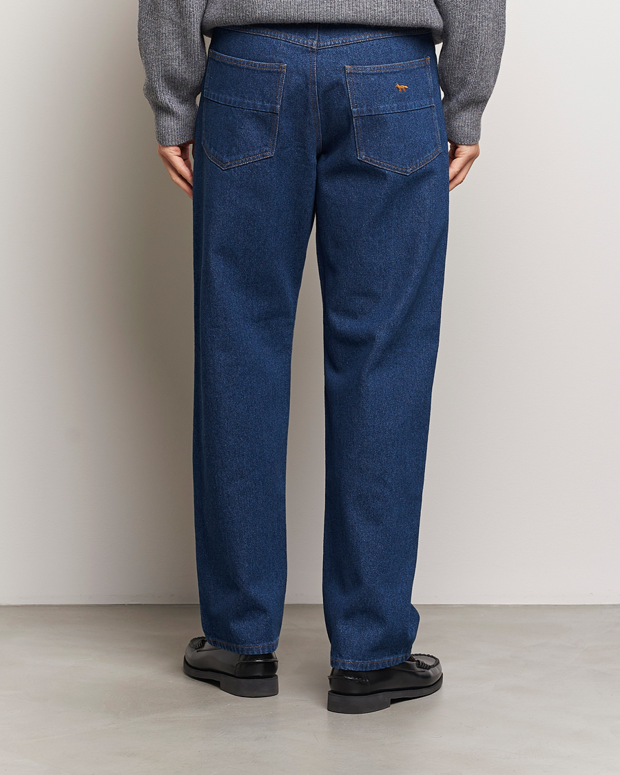 Men | Jeans | Maison Kitsuné | Straight Fit Jeans Stone Washed Indigo