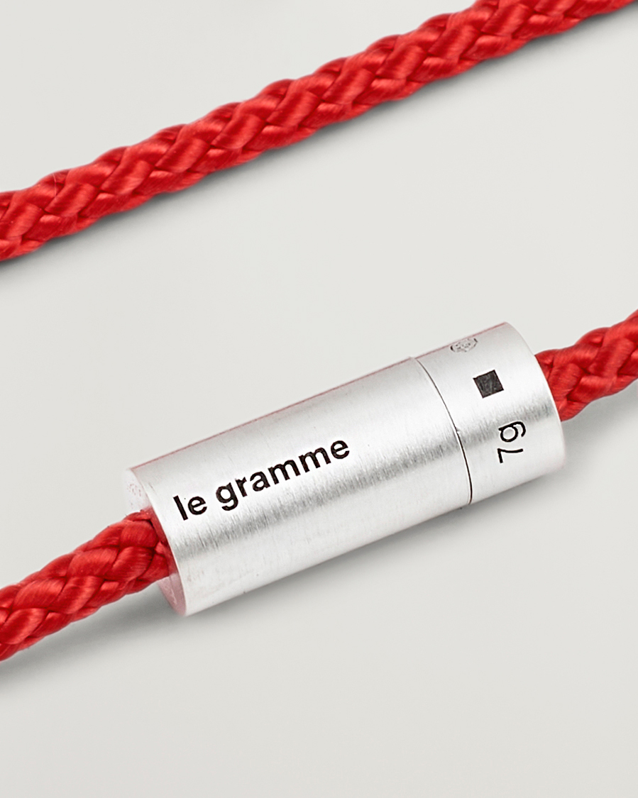 Men | Jewellery | LE GRAMME | Nato Cable Brushed Bracelet Red/Sterling Silver 7g