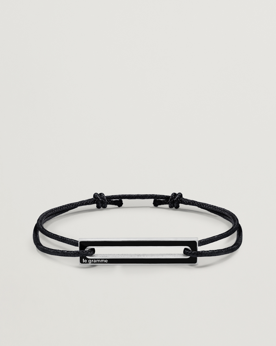 Men | Jewellery | LE GRAMME | Lacquered Cord Bracelet Black