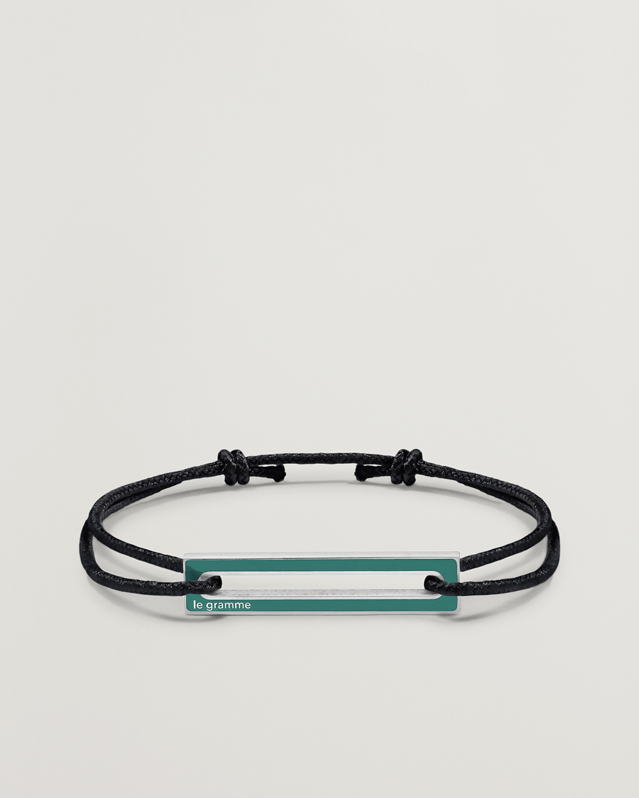 Men | Jewellery | LE GRAMME | Lacquered Cord Bracelet Green