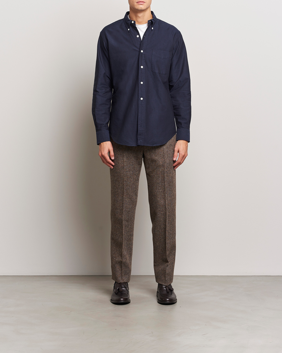 Men | Shirts | Kamakura Shirts | Vintage Ivy Oxford Button Down Shirt Navy