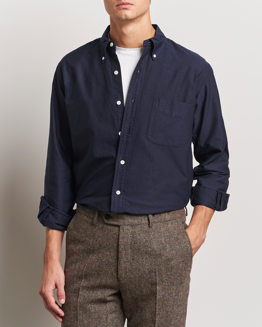 Men | Shirts | Kamakura Shirts | Vintage Ivy Oxford Button Down Shirt Navy