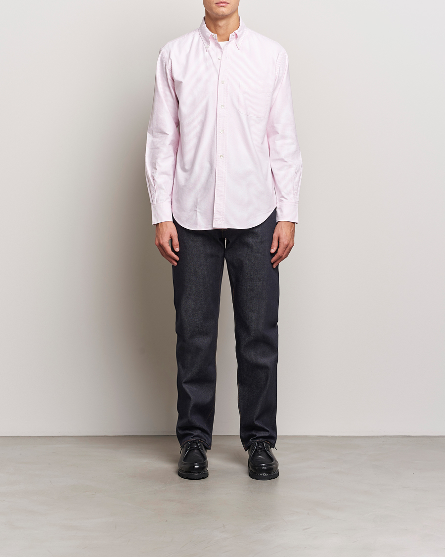 Men | Shirts | Kamakura Shirts | Vintage Ivy Oxford Button Down Shirt Pink Stripe