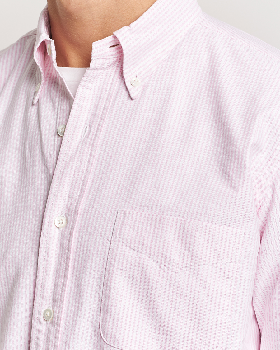 Men | Shirts | Kamakura Shirts | Vintage Ivy Oxford Button Down Shirt Pink Stripe