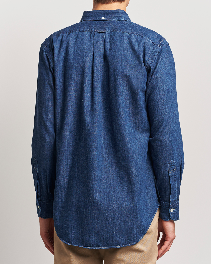 Men | Shirts | Kamakura Shirts | Vintage Ivy Denim Button Down Shirt Dark Blue