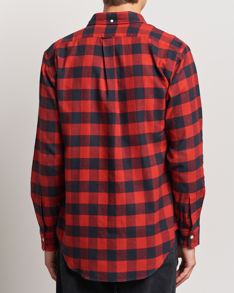 Men | Shirts | Kamakura Shirts | Vintage Ivy Buffalo Check Flannel Shirt Red