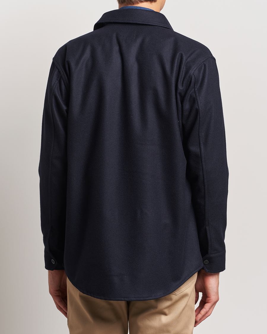 Men | Shirts | Kamakura Shirts | Wool Flannel CPO Shirt Navy
