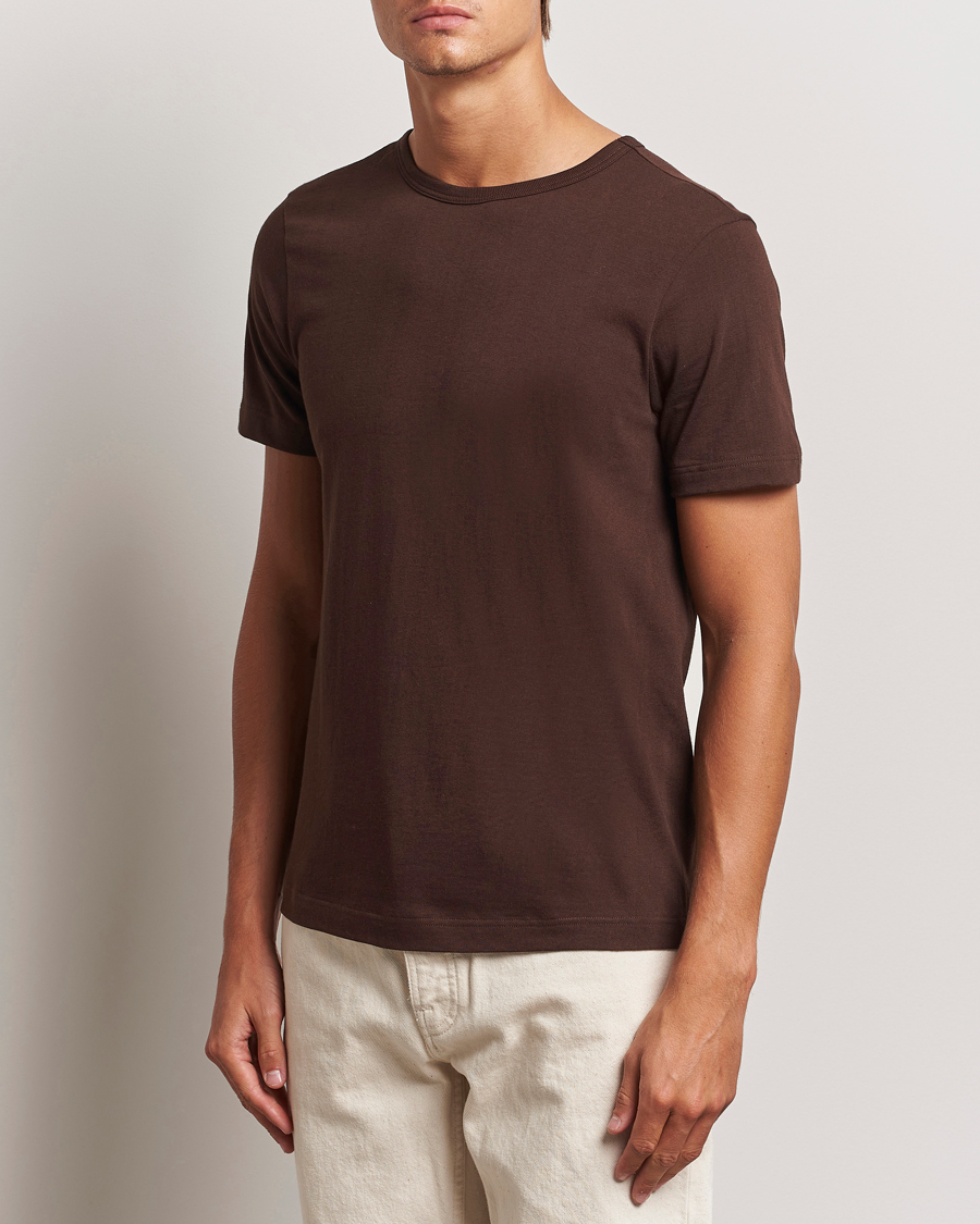 Men | T-Shirts | Merz b. Schwanen | 1950s Classic Loopwheeled T-Shirt Coffee