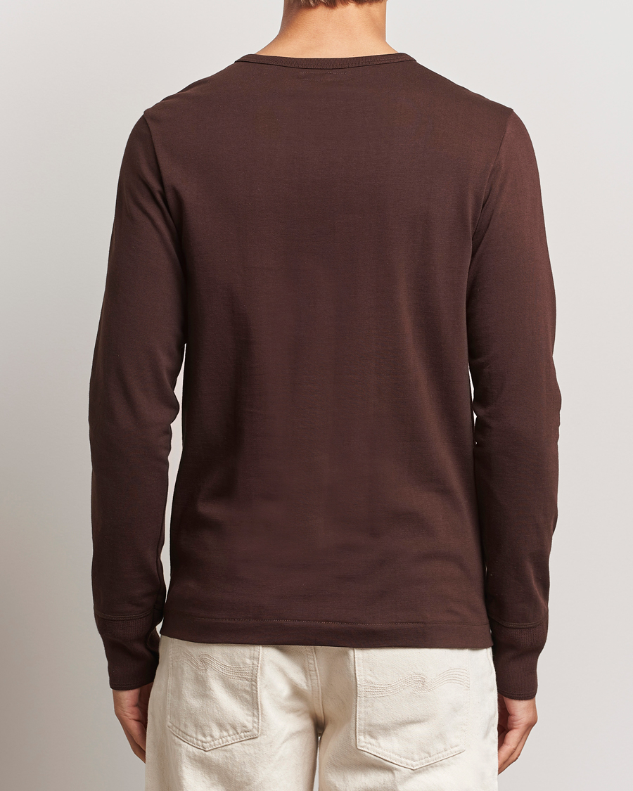 Men | Sweaters & Knitwear | Merz b. Schwanen | Classic Organic Cotton Henley Coffee