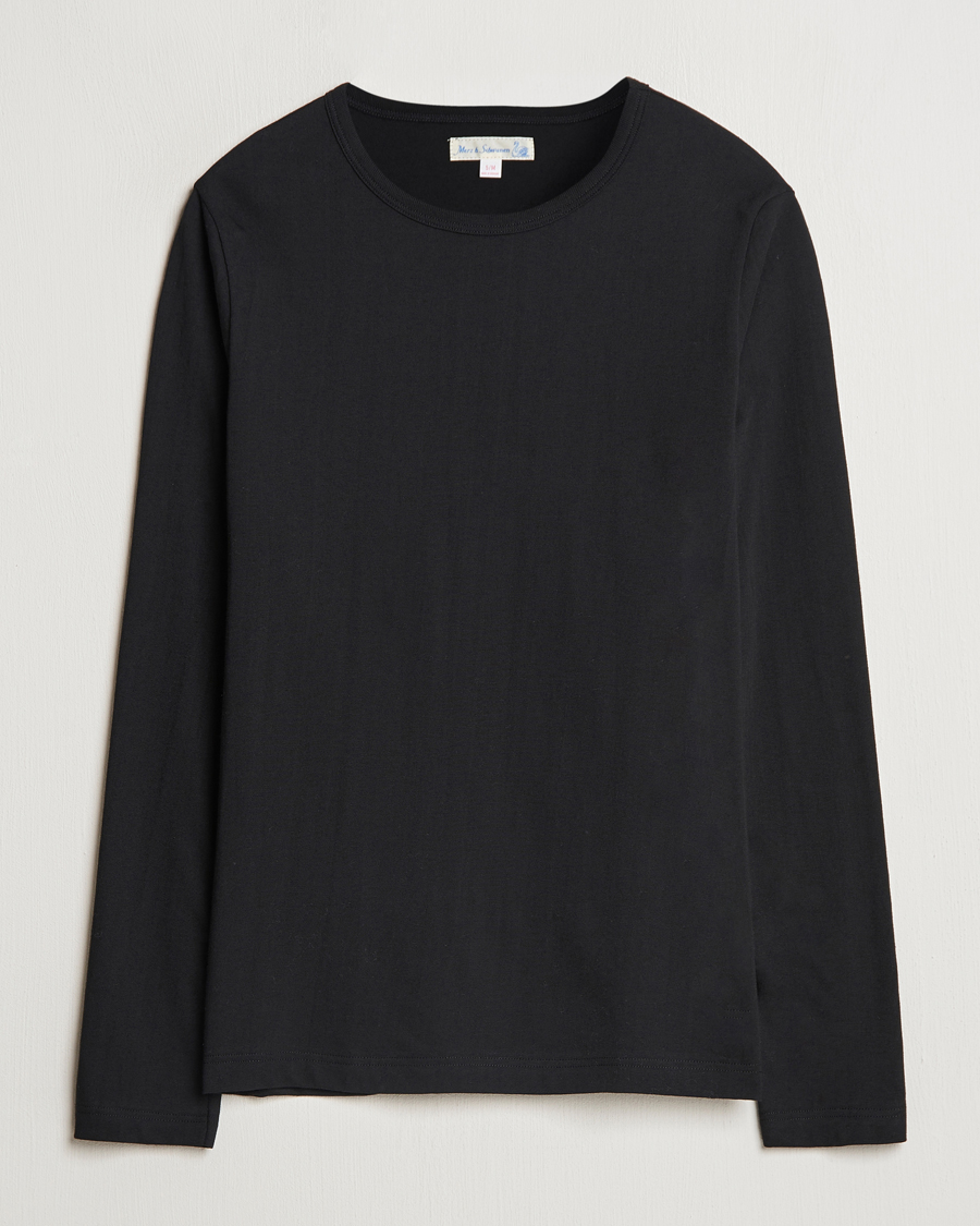 Men | T-Shirts | Merz b. Schwanen | 1950s Classic Loopwheeled Longsleeve T-Shirt Black