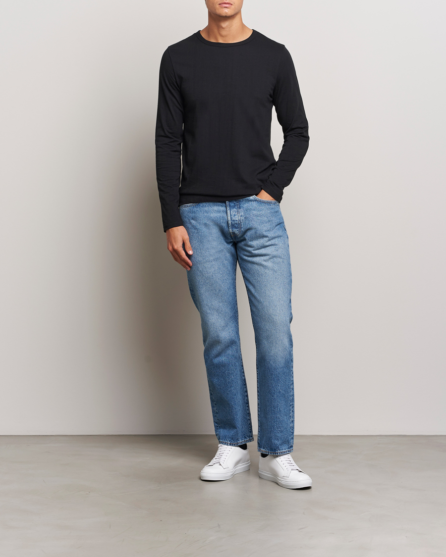 Men | T-Shirts | Merz b. Schwanen | 1950s Classic Loopwheeled Longsleeve T-Shirt Black