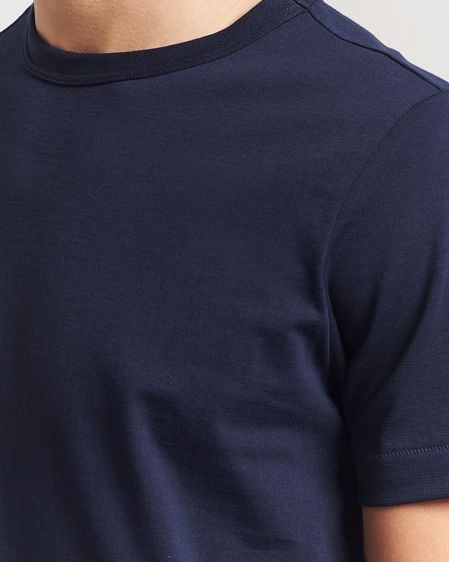 Men | T-Shirts | Merz b. Schwanen | Relaxed Loopwheeled Sturdy T-Shirt Ink Blue