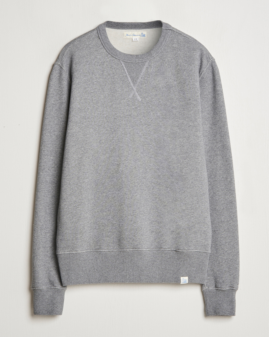 Men | Sweaters & Knitwear | Merz b. Schwanen | Relaxed Fit Vintage Cotton Sweatshirt Grey Melange