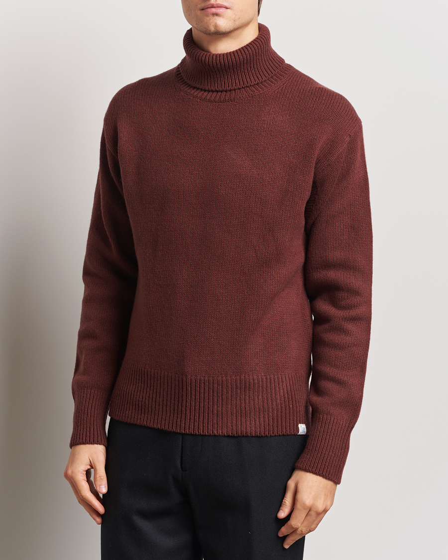 Men | Sweaters & Knitwear | Merz b. Schwanen | Merino/Cashmere Rollneck Bark Brown