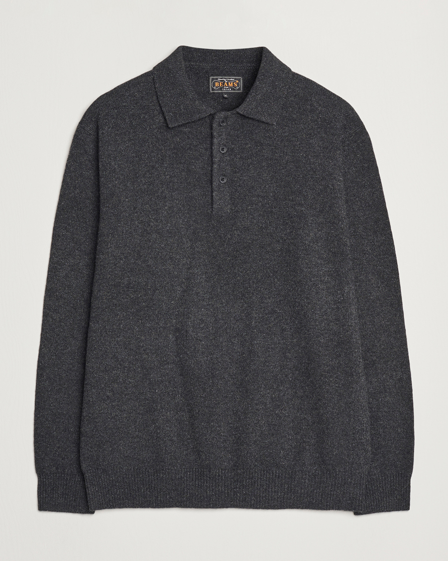 Men | Sweaters & Knitwear | BEAMS PLUS | Long Sleeve Knitted Polo Charcoal