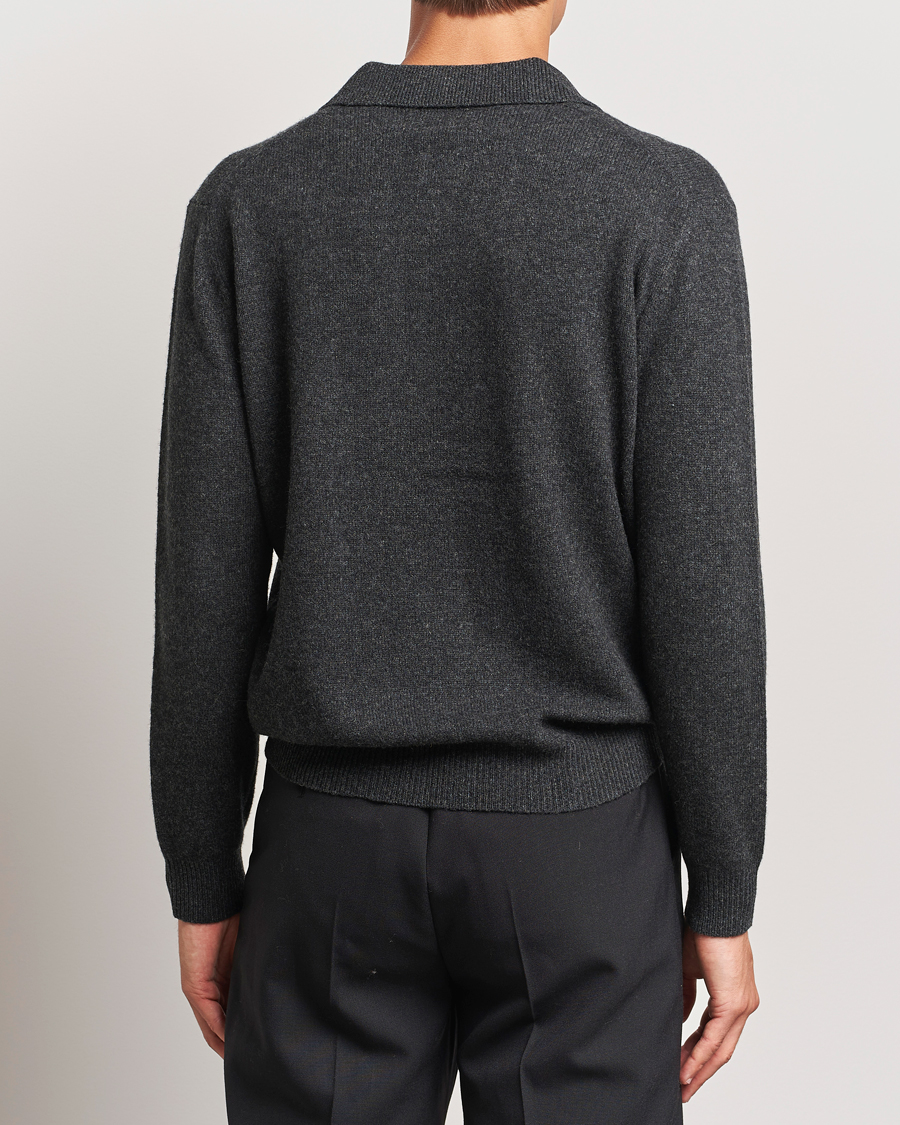 Men | Sweaters & Knitwear | BEAMS PLUS | Long Sleeve Knitted Polo Charcoal
