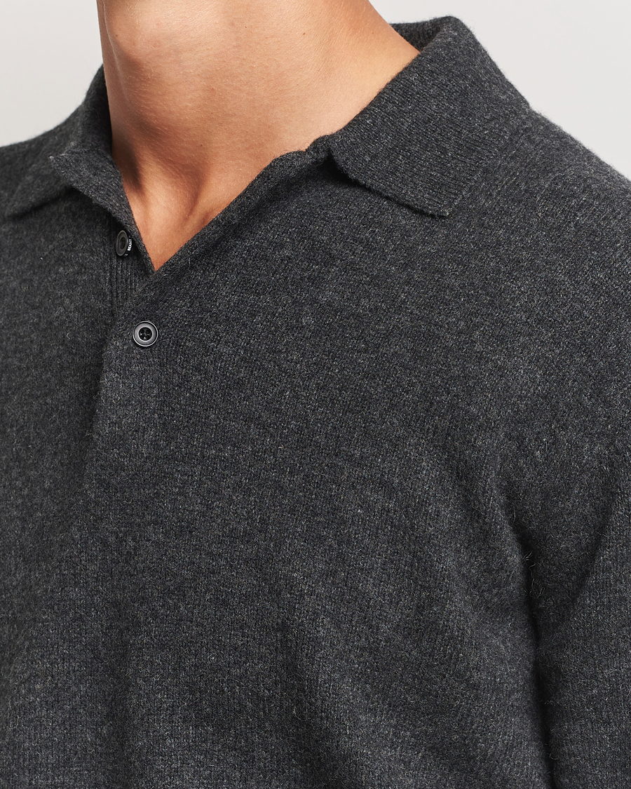 Men | Sweaters & Knitwear | BEAMS PLUS | Long Sleeve Knitted Polo Charcoal