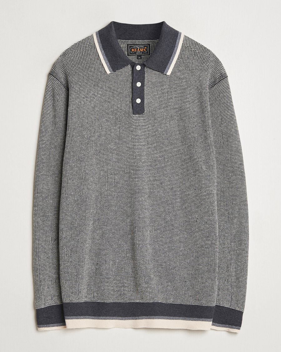 Men | Sweaters & Knitwear | BEAMS PLUS | Collar Line Knitted Polo Charcoal