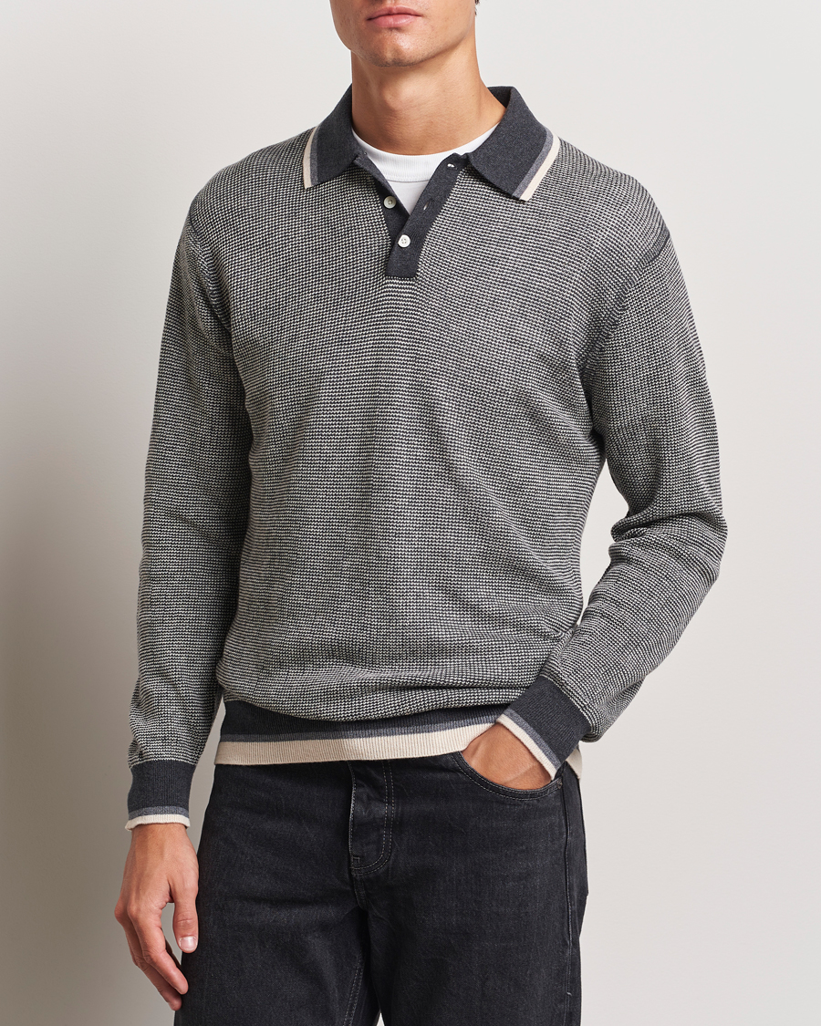 Men | Sweaters & Knitwear | BEAMS PLUS | Collar Line Knitted Polo Charcoal