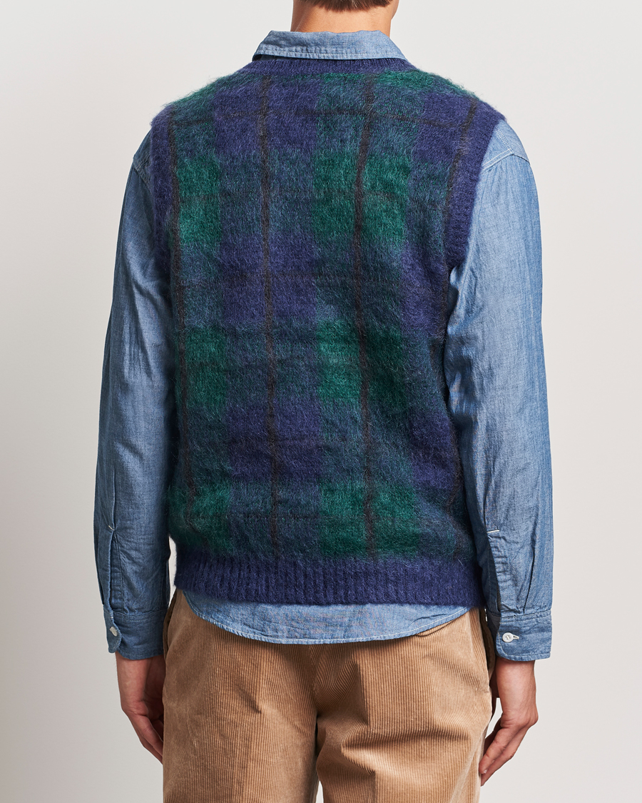 Men | Sweaters & Knitwear | BEAMS PLUS | Mohair Check Vest Navy