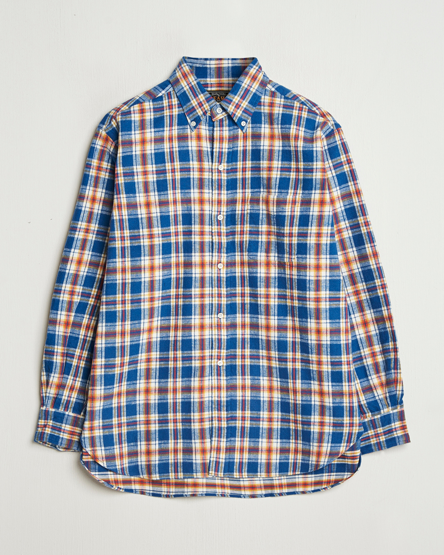 Men | Shirts | BEAMS PLUS | Brushed Flannel Button Down Shirt Blue