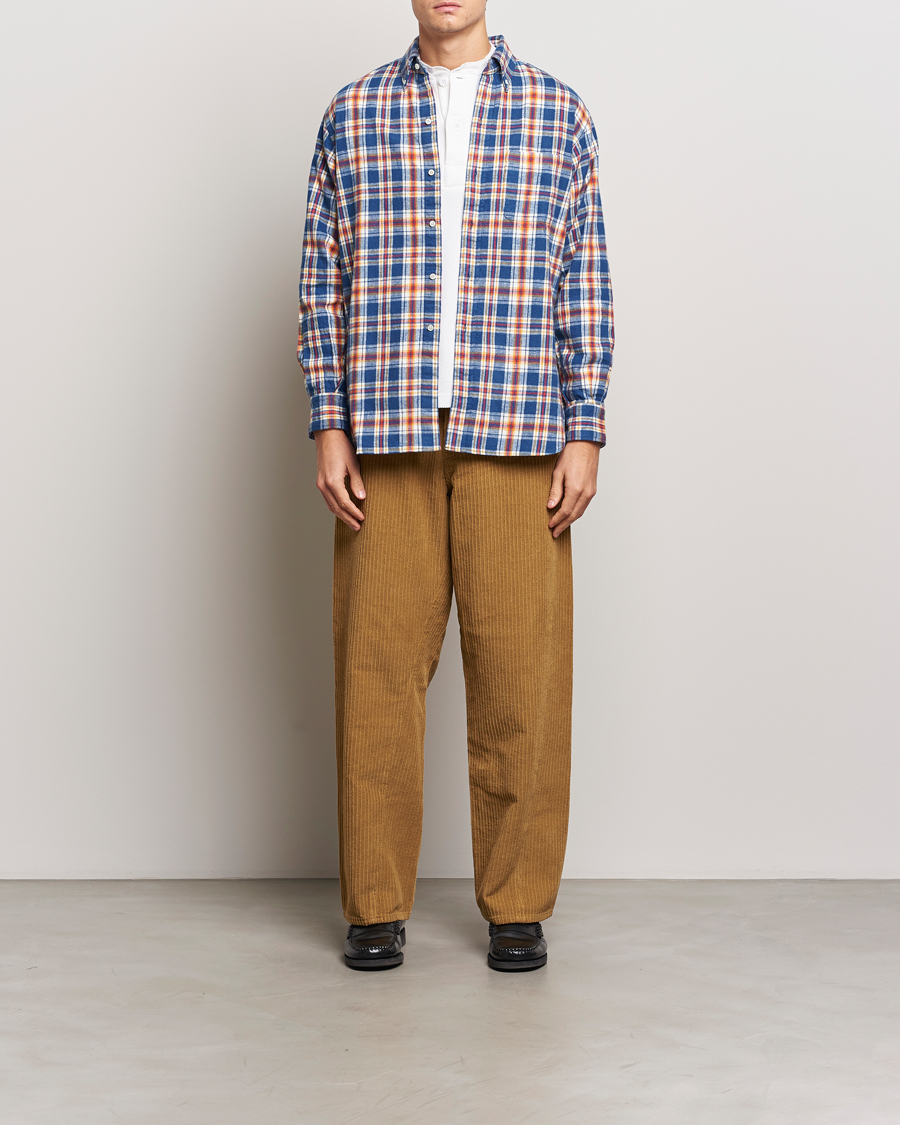 Men | Shirts | BEAMS PLUS | Brushed Flannel Button Down Shirt Blue