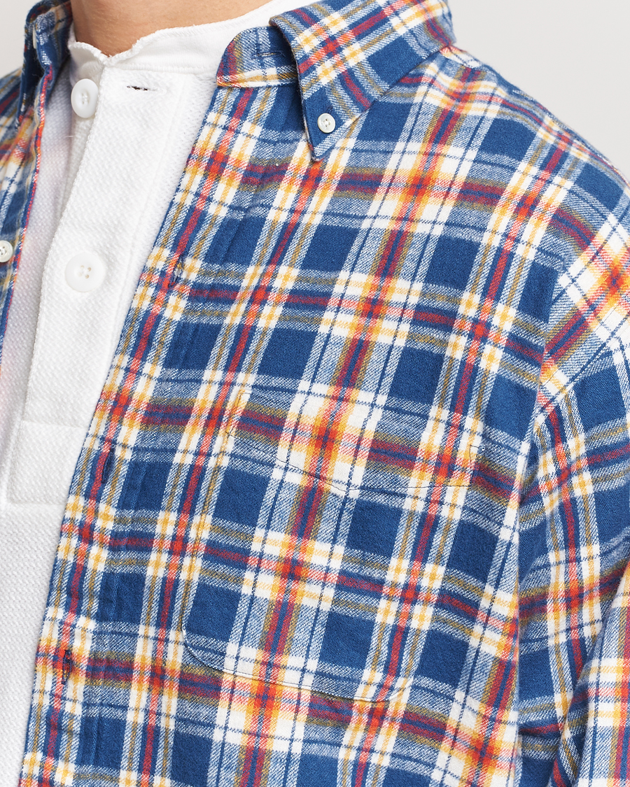 Men | Shirts | BEAMS PLUS | Brushed Flannel Button Down Shirt Blue