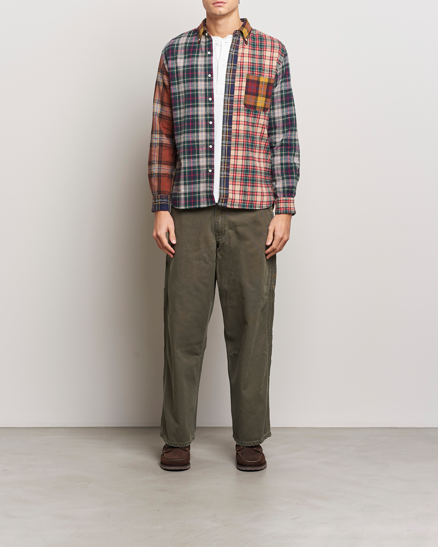 Men | Shirts | BEAMS PLUS | Patchwork Flannel Button Down Shirt Mustard Multi