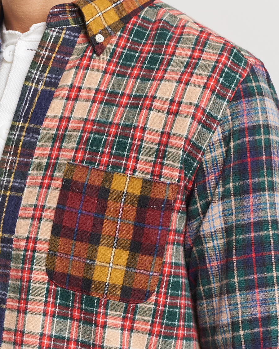 Men | Shirts | BEAMS PLUS | Patchwork Flannel Button Down Shirt Mustard Multi