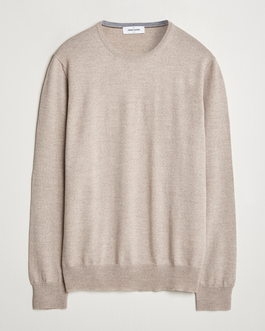 Men | Sweaters & Knitwear | Gran Sasso | Merino Fashion Fit Crew Neck Pullover Light Beige