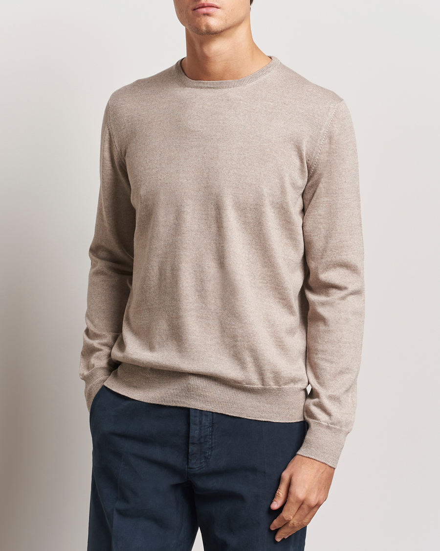 Men | Sweaters & Knitwear | Gran Sasso | Merino Fashion Fit Crew Neck Pullover Light Beige
