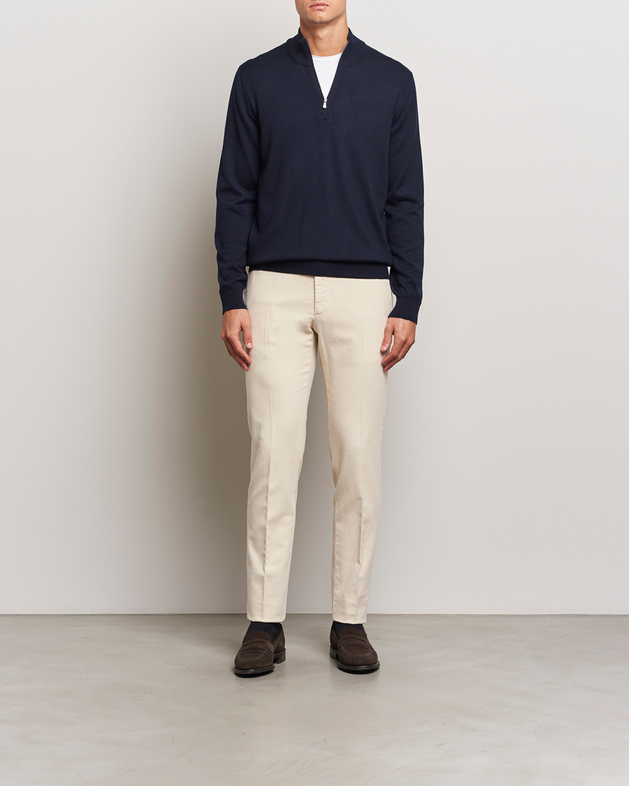 Men | Sweaters & Knitwear | Gran Sasso | Merino Fashion Fit Half Zip Navy